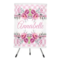 Pink Check and Roses Table Lamp