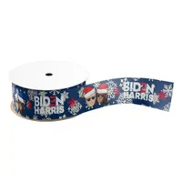 Joe Biden Kamala Harris Blue Christmas Gifting Grosgrain Ribbon