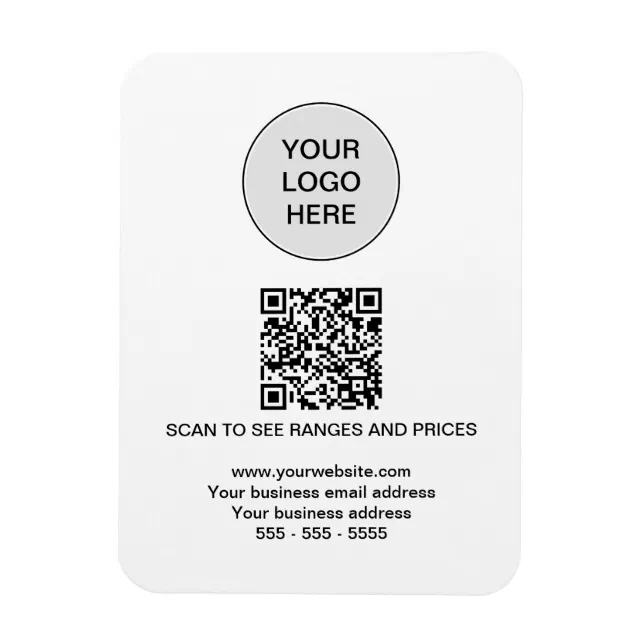 Logo QR Code Modern White Magnet