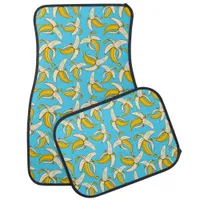 Tropical Bananas Trendy Blue and Yellow Car Floor Mat