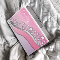 Cute Girly Dreamy Chic Silver Stars on Blush Pink HP Laptop Skin