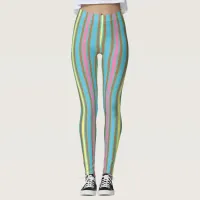 Stripy pastel stripes candy colored leggings