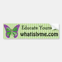 Purple and Lime Green Butterfly Lyme Disease Bumper Sticker