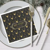 Deer Antlers Christmas Pattern Gold ID861  Napkins