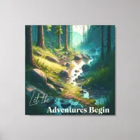 Camping Hiking Trail in Woods | Digital Art Canvas Print