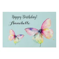 Delicate Pink Butterfly in Pastel Rainbow Colors Faux Canvas Print