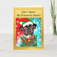 French Bulldog in Santa Hat Cute Dog Christmas Card