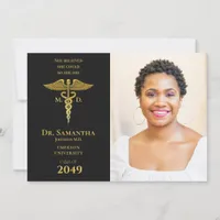 Medical Doctor MD RN Nurse Graduation Black Photo Invitation