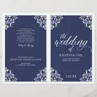 Elegant Wedding Programs -Nadine (Navy Blue)