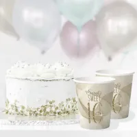 Sparkling Swirls Sweet Sixteen Gold ID652 Paper Cups