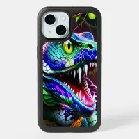 Cobra snake with vibrant turquoise and blue scales iPhone 15 case