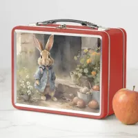Cute Bunny Rabbit motif Metal Lunch Box