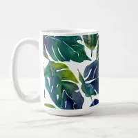 Green and Blue Foliage Philodendron Botanical   Coffee Mug
