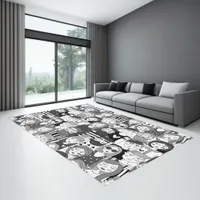 Downtown Crowd Faces Black & White ID494 Rug