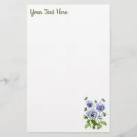 Purple Pansies Stationery