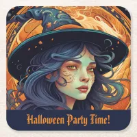 Halloween Witch Theme Party Square Paper Coaster