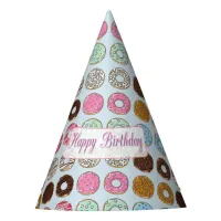 Happy Birthday Donuts Pink and Chocolate Party Hat
