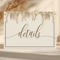 Pampas Grass Earthy Bohemian Wedding Details Enclosure Card