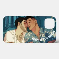Miami Downtown Gay Men Cuddling Illustration Case-Mate iPhone Case