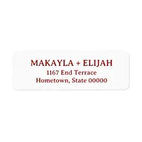 Minimalist Red Serif Name & Return Address Label