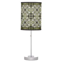 Olive and Black Filigree Patterned Table Lamp