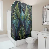 Wild Birds Parrots Portraits-green & blue Shower Curtain