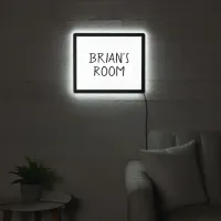 Personalized Black and White "My Room" LED Sign