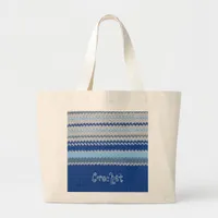 Crochet Pattern - Blue Stripes Large Tote Bag