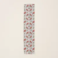 Winter Cardinals and Pines Chiffon Scarf