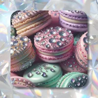 Pretty Macaron Bling Square Sticker