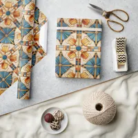 Geometric Moroccan Tile Pattern#1 Teal Gold ID1077 Wrapping Paper