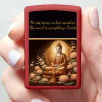 Buddha amid lotus flowers. zippo lighter