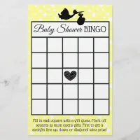 Yellow and Black Stork Polka Dot baby shower games Flyer