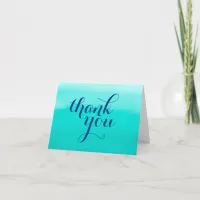 Bright Turquoise Painted Gradient Thank You Card