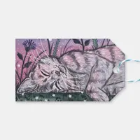  Dreamy Garden Snooze Cat Watercolour Illustration Gift Tags