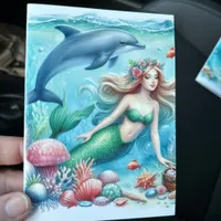 Mermaid Under the Sea Coastal Thank You Card