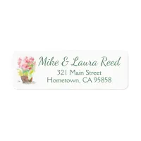 Watercolor Spring Flowers in a Clay Pot Label