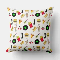 1950's Style Diner Food Nostalgic Throw Pillow