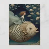 Fantasy Ride on a Pufferfish Postcard