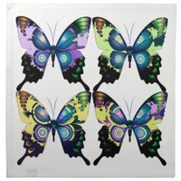 Luxurious Aqua   Butterflies Pattern Napkin