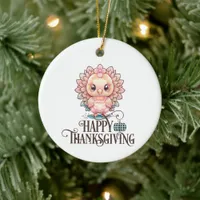 Cute Thanksgiving Turkey Ceramic Ornament