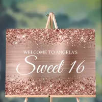 Glittery Rose Gold Foil Sweet 16 Acrylic Sign