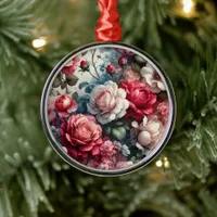 Timeless Rose Floral Charm Metal Ornament