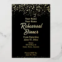 Black and Gold Foil Rehearsal Dinner Foil Invitation