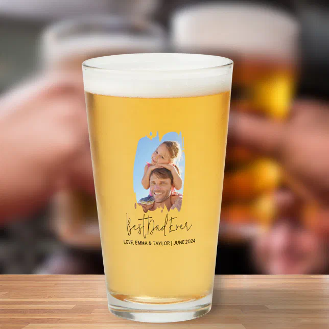 Best Dad Ever Keepsake Multi Photo Beer Glass