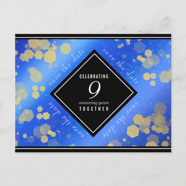 Elegant 9th Lapis Lazuli Wedding Anniversary Announcement Postcard