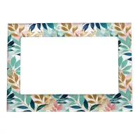 Pretty Leaves Patterned Summer Trendy Colorful Magnetic Frame