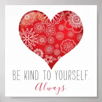 Inspirational Girly Doodle Floral Red Heart Poster