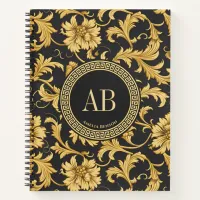 Monogram Black Gold Classy Elegant Luxury Style Notebook