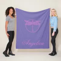 Pink and Purple Fantasy Dragonfly  Fleece Blanket